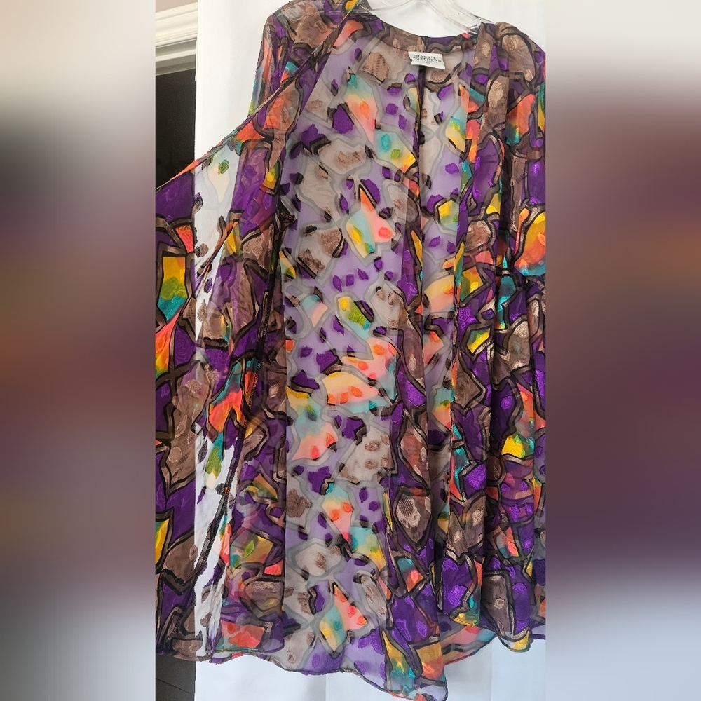 Maggie Shephard‎ Australia Vintage Long Sleeve Sheer Abstract Tunic Size Medium - Picture 6 of 8
